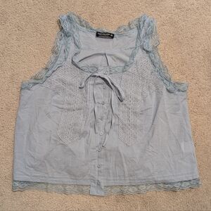 Emerson Lang 100% Cotton Lace Trim Sleeveless Tank Top M